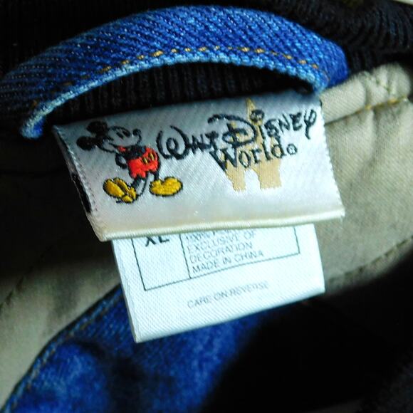 VTG 90s Walt Disney World Mickey Mouse Denim Varsity Jacket Size XL Embroidered - Picture 3 of 8